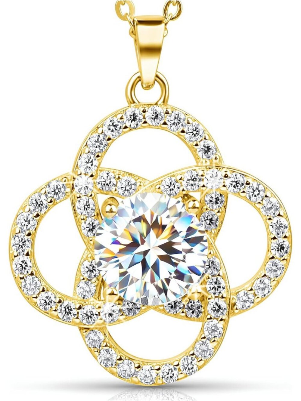 Women’s Gold Silver Sterling Love Moissanite Dainty Jewelry Pendant Necklace